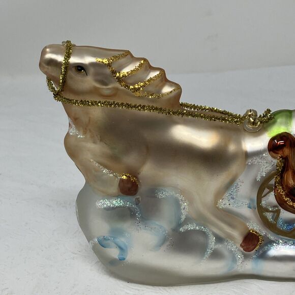 PESCHKA Hand Blown Glass Christmas Santa Sleigh Tree Gifts Reindeer Figurine 9" - Picture 12 of 14